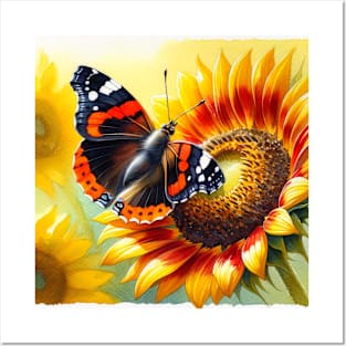 Pop Red Admiral - Watercolor Butterfly Posters and Art